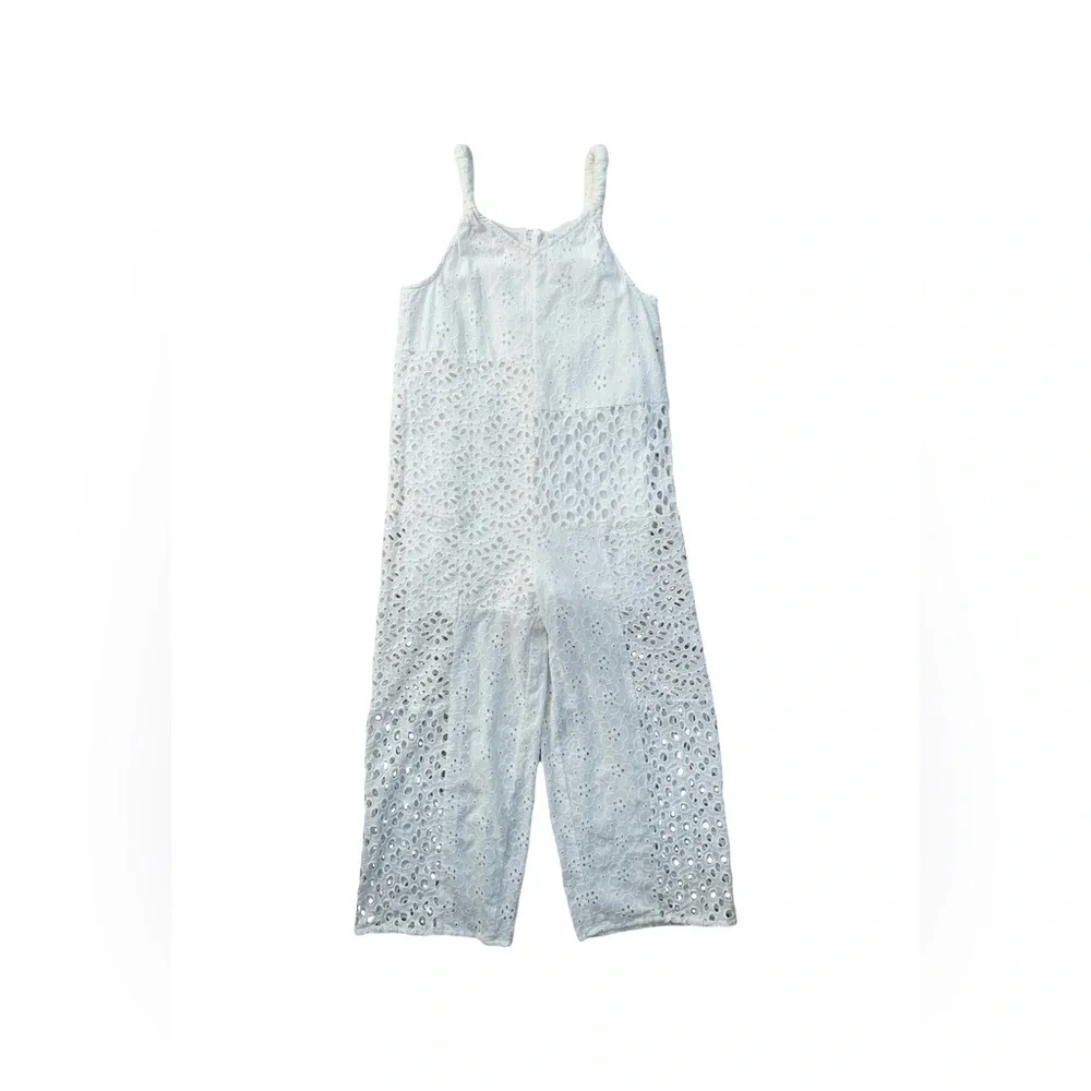 Zara Size 9 White Eyelet Jumpsuit Romper